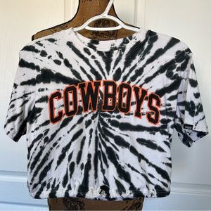 VS PINK OSU Cowboys Crop Drawstring Waist Tie Dye Shirt XS
